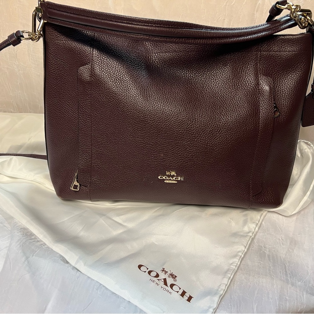 Coach dark purple/wine colored leather hobo/crossbody bag